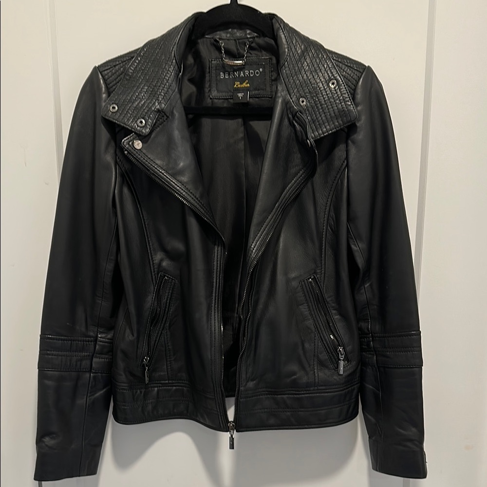 Bernardo Black Leather Jacket for Women